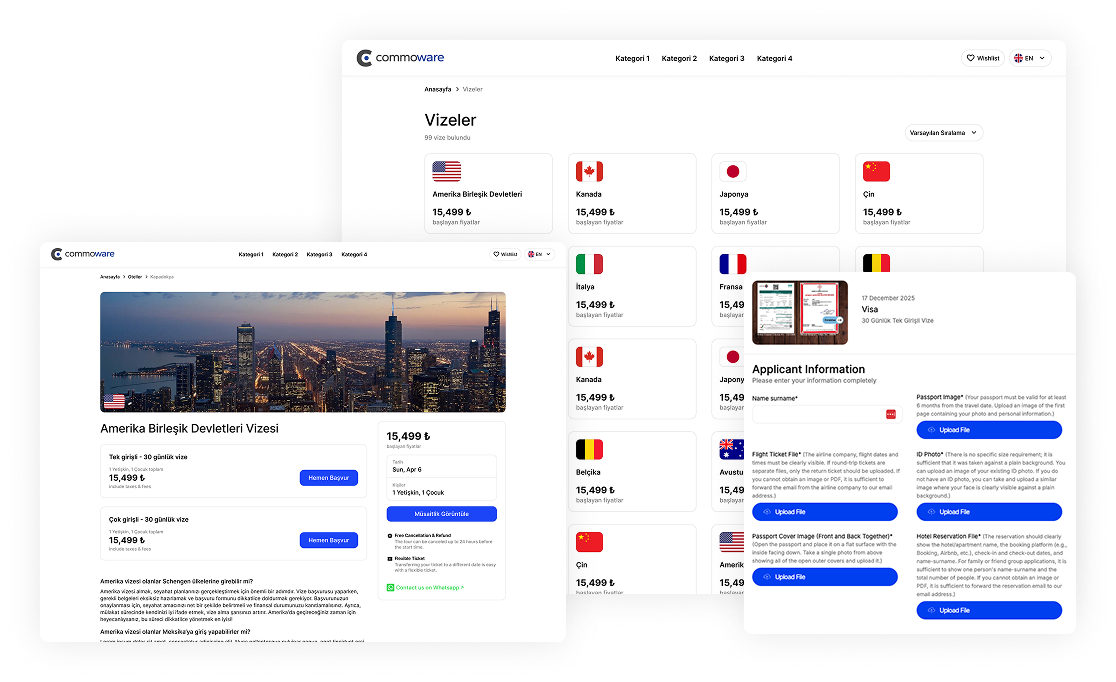Anında vize satış siteni aç.