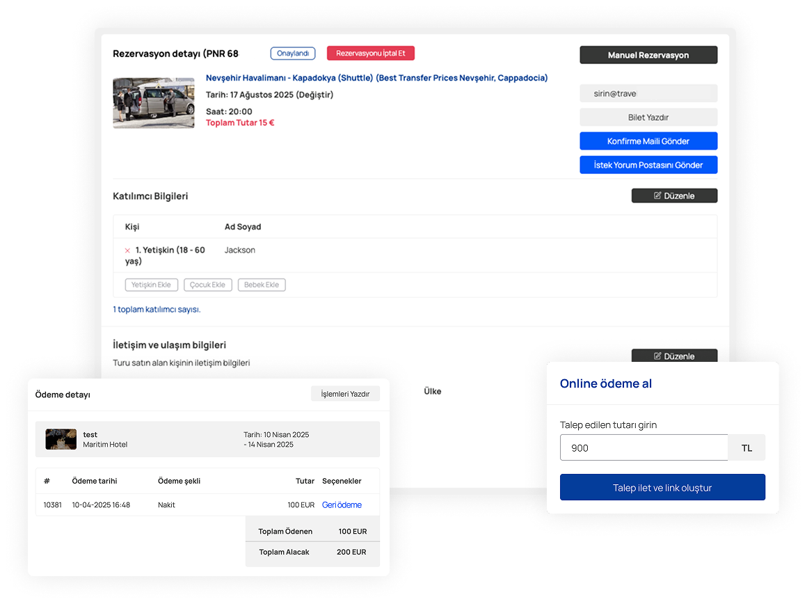 Rezervasyonlarınızın takibini kolaylaştırın.