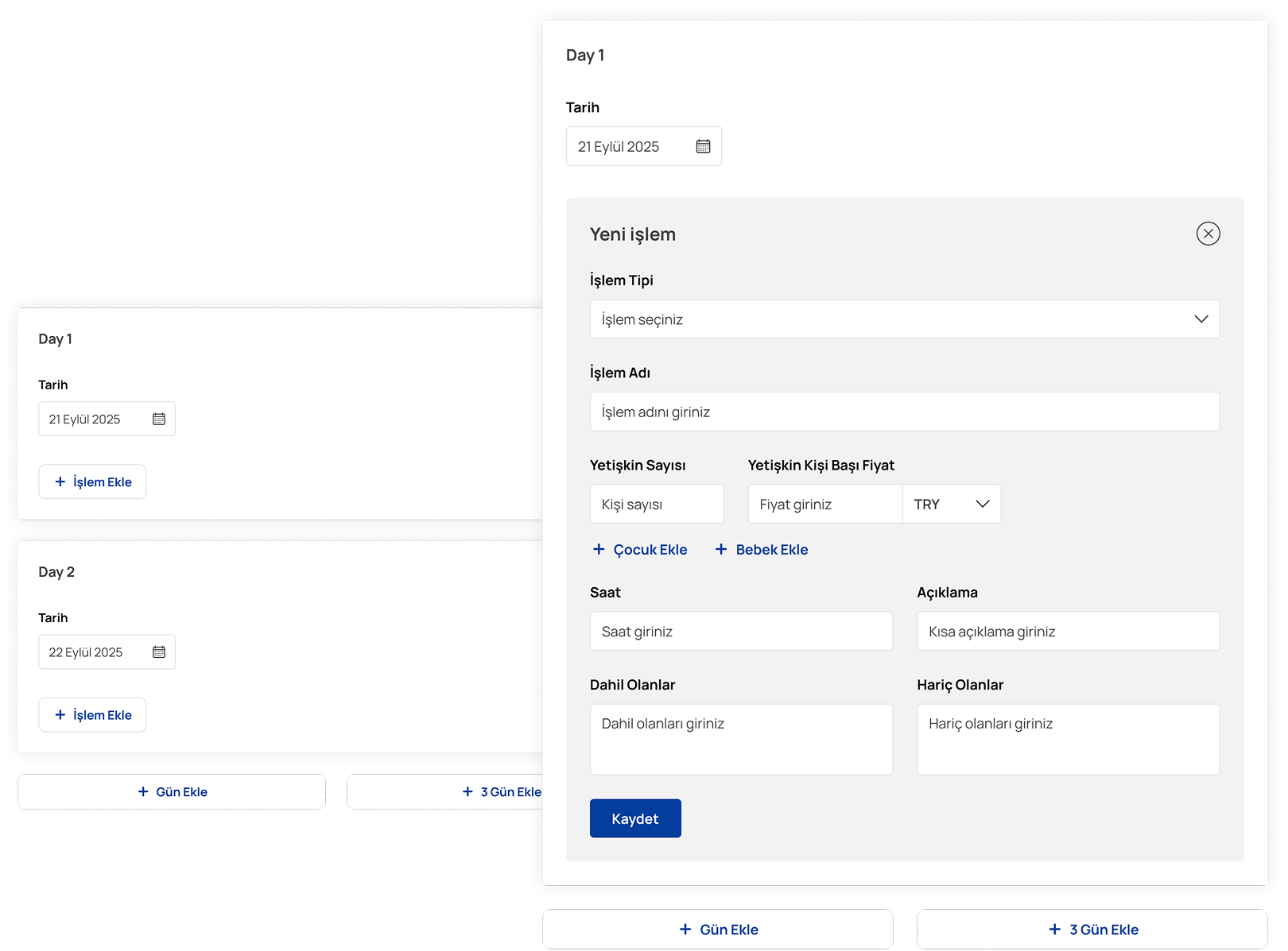 Dilediğiniz kadar gün ekleyin