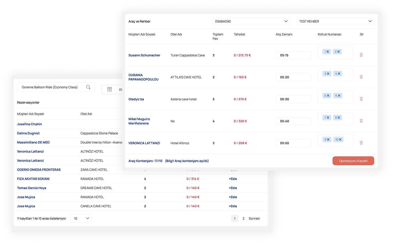Araçlama ve rehber operasyonlarını yönetin.