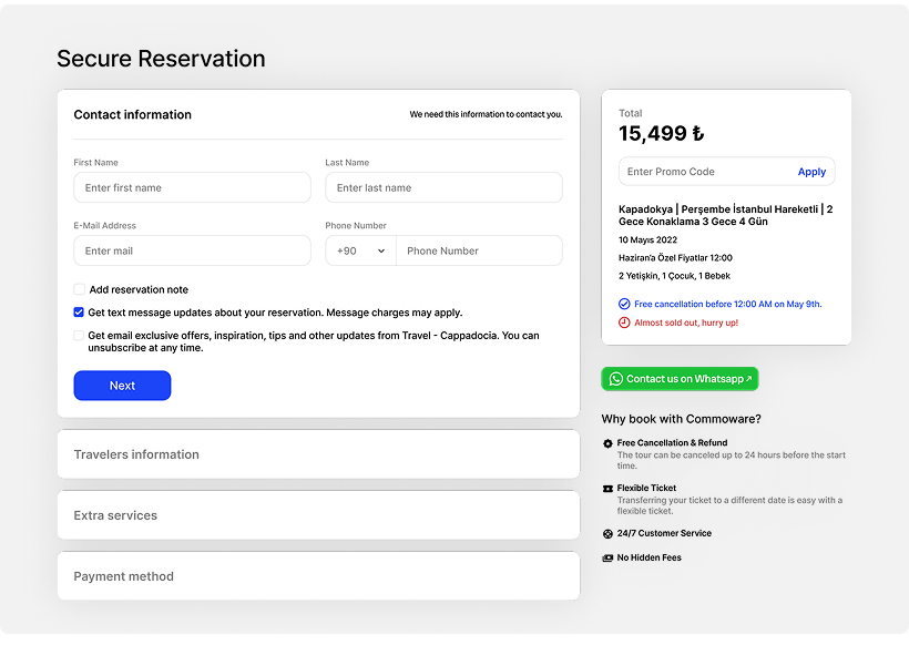 Bir adımda rezervasyon.