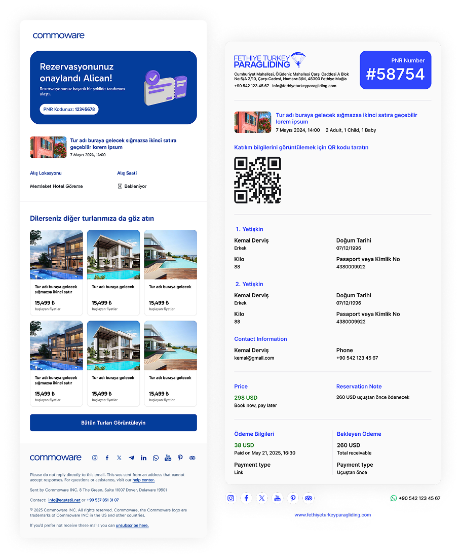 24 dilde QR kodlu biletler iletin.
